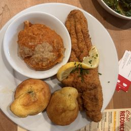 Fried Catfish, Roasted Sweet Potatoes, Jalapeno Cornbread Fried Catfish, Roasted Sweet Potatoes, Jalapeno Cornbread
