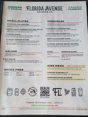 Menu photo 3 Florida Avenue Brewing Tampa Bay, FL