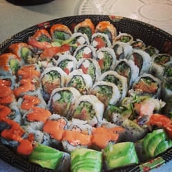 Diamond Sushi - First time getting takeout. We now get them put in clam shell containers, it works well for transporting in a cooler.