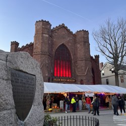Salem Witch Museum - A really cool dusk photo of the outside amongst Salem crowds.