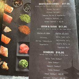 Lunch bento and donburi menu, November 2025