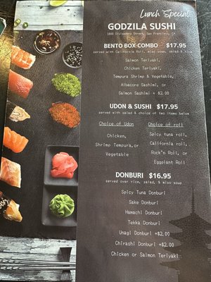 Menu photo 1 Godzila Sushi San Francisco, CA Menu photo 1 Godzila Sushi San Francisco, CA