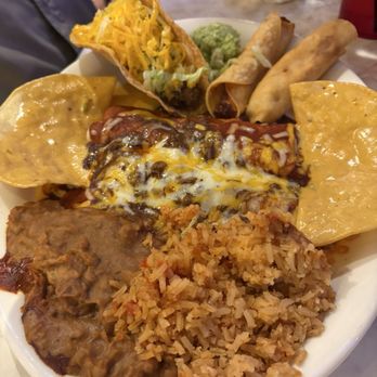 Chuy's - Combination plate. Rice and beans were netter than most Tex mex places - Tex-Mex Near Me - Lubbock, Texas