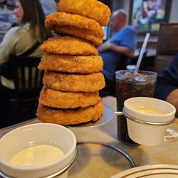 The BoneYard Bar-B-Q - Onion ring tower with 2 sauces