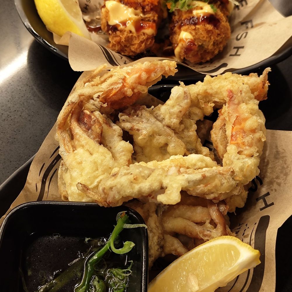 Orange Fish - Fried oysters and soft shell crab. Excellent. - Ramen Near Me - La Verne, California Orange Fish - Fried oysters and soft shell crab. Excellent. - Ramen Near Me - La Verne, California