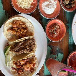 Crawfish, pulled pork and lobster tacos Crawfish, pulled pork and lobster tacos