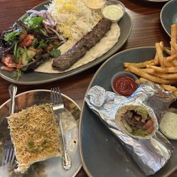Mahshi Kabab (top) Khash Khash (bottom) Wrap (Iraqi Guss) (right)
