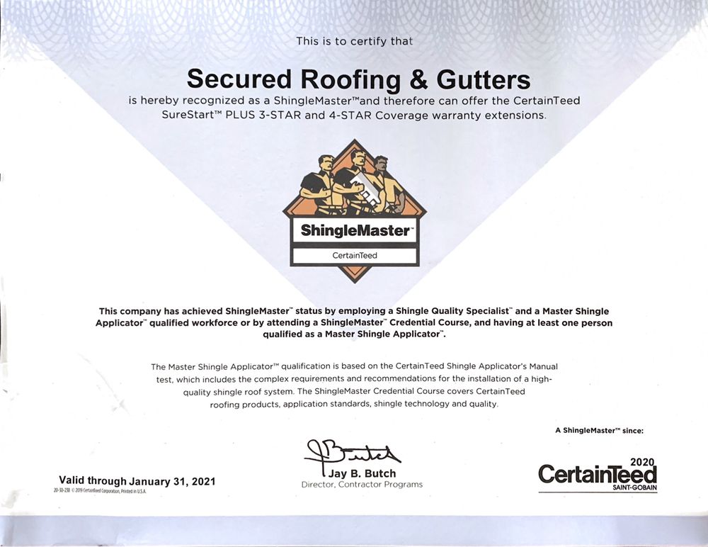 Slide of Secured Roofing & Gutters