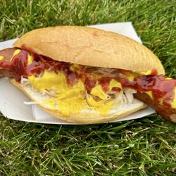 iPierogi - Polish sausage with kraut, mustard and ketchup