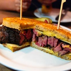 The Refuge - Swiss and mustard pastrami sandwich
