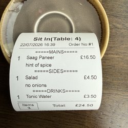 Saffron - Receipt