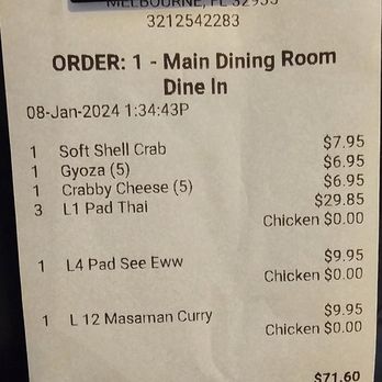 Thai Kitchen - Cheaper than most places. Excellent food. - Thai Near Me - Melbourne, Florida