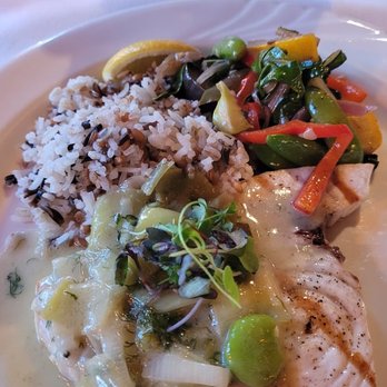 Soule Domain - Swordfish with vegetables and wild rice $30 - New American Near Me - Kings Beach, California