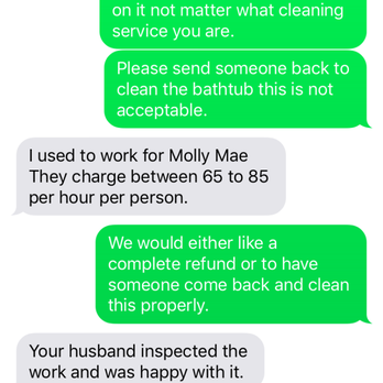 OC House Cleaning - Luis response to my inquiry to come back and fix this problem - Home Cleaning Near Me - Lake Forest, California