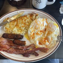 Over easy eggs with Tabasco just the way I enjoy them!