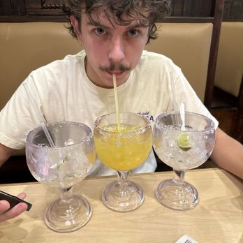 Los Mexicano's - my cousin drinking a margarita - Mexican Near Me - Boiling Springs, South Carolina