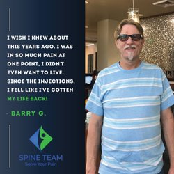 Spine Team - "Since the injections, I fell like I've gotten my life back!"