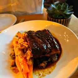 Huset Nyc - Glazed Short Ribs- Spring carrot, chicharron. $55. Very tasty