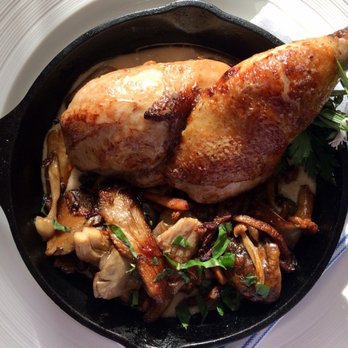 Savor - Cast iron young chicken, foie gras sauce, truffle honey butter, wild mushrooms, white bean purée - New American Near Me - San Antonio, Texas