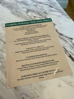 Menu photo 7 Goodfolks Georgetown, TX