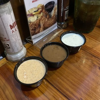 Miller's Ale House - I loveeeeee dressings, this is the Cajun ranch (not great) balsamic vinegarette and ranch. - American Near Me - Boca Raton, Florida