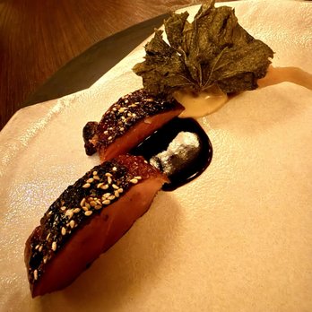 M by The Alinea Group - Duck with crispy fig leaf - Caterers Near Me - Big Sky, Montana M by The Alinea Group - Duck with crispy fig leaf - Caterers Near Me - Big Sky, Montana