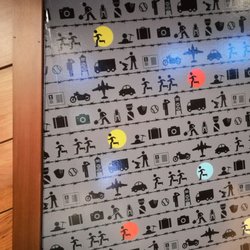 Match Eatery & Public House - Chatham - The wall paper story line showing execution of people.. Very unappealing to sit and ha e to eat under this wallpaper.