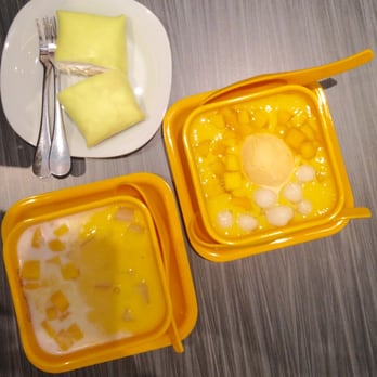 Sweet Kingdom - Durian pancake (top left), mango madness (middle right), some mango combo that I forgot the name of (bottom left) - Desserts Near Me - Allston, Massachusetts
