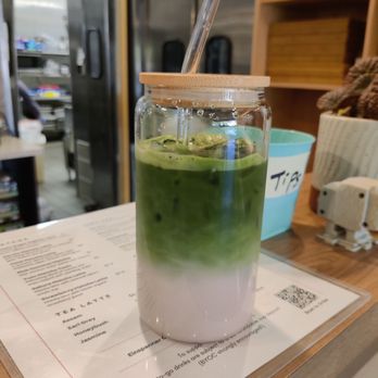 The Orange Tabby - strawberry matcha in reusable cup w bamboo lid - Coffee & Tea Near Me - San Jose, California The Orange Tabby - strawberry matcha in reusable cup w bamboo lid - Coffee & Tea Near Me - San Jose, California