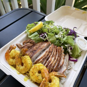 Aloha Mix Cafe - Pork and shrimp surf and turf! Delicious. - Food Trucks Near Me - Naalehu, Hawaii Aloha Mix Cafe - Pork and shrimp surf and turf! Delicious. - Food Trucks Near Me - Naalehu, Hawaii