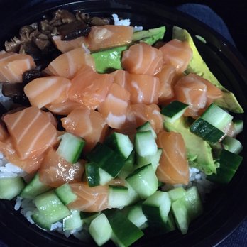 Poke Zone - Salmon poke bowl with cucumbers, mushrooms and advocate - Sushi Bars Near Me - Oakland, California Poke Zone - Salmon poke bowl with cucumbers, mushrooms and advocate - Sushi Bars Near Me - Oakland, California