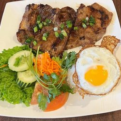 King Pho Vietnamese Cuisine - Grilled Pork Chop and Eggs with Butter Rice