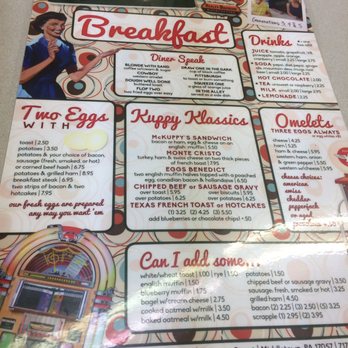 Kuppy's Diner - a menu for breakfast - Diners Near Me - Middletown, Pennsylvania