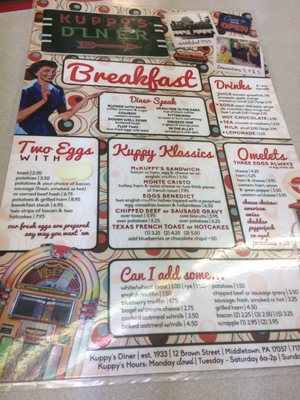 Menu photo 5 Kuppy's Diner Middletown, PA