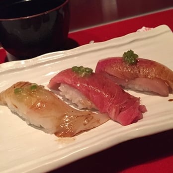 Moto Sushi - blue fin tuna, hamachi, white fish sushi SO Fresh and buttery good!! melts in your mouth - Japanese Near Me - Glendale, California