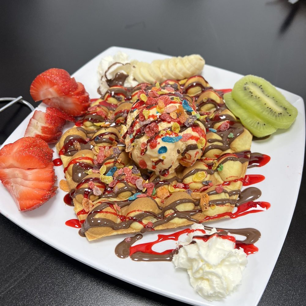 Sugar Dose - This is the Fruity Bubble Dose my best friend's fav bubble waffle. - Desserts Near Me - Lombard, Illinois Sugar Dose - This is the Fruity Bubble Dose my best friend's fav bubble waffle. - Desserts Near Me - Lombard, Illinois