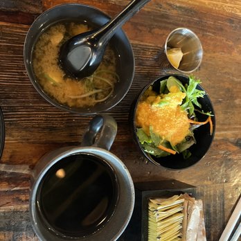 Ganzo Sushi - Miso Soup and House Green Salad - Ramen Near Me - Delray Beach, Florida