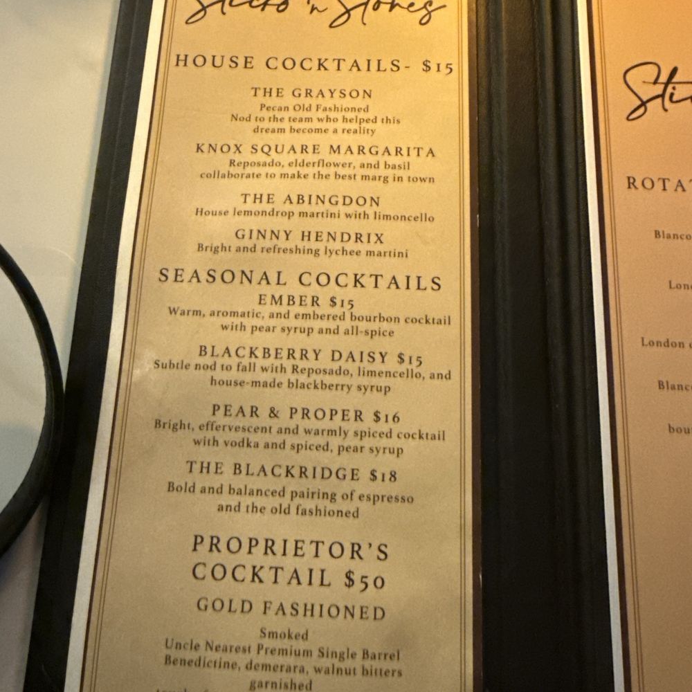 Sticks N Stones - Menu - Cocktail Bars Near Me - Hoover, Alabama Sticks N Stones - Menu - Cocktail Bars Near Me - Hoover, Alabama