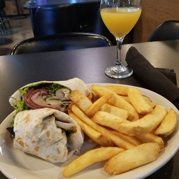 Shore 96 - Italian wrap sandwich with steak fries and a mimosa - Burgers Near Me - Shoreview, Minnesota Shore 96 - Italian wrap sandwich with steak fries and a mimosa - Burgers Near Me - Shoreview, Minnesota