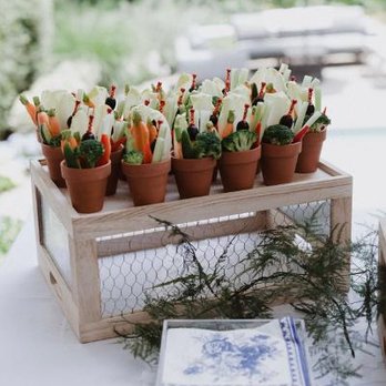 Elegant Eating - Mini Crudité Cuties in clay pots with dip. - Cooking Classes Near Me - Smithtown, New York