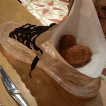 Jaleo - Chicken croqueta in glass mold of Jose Andres' sneaker - Spanish Near Me - Washington, DC, District of Columbia