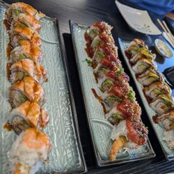 Sushi & Teriyaki Plus - Dragon roll, hot night, and tiger roll