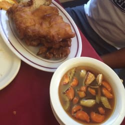 Bright Chinese Restaurant - Crispy chicken with a side of sweet and sour sauce.