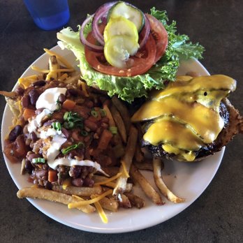 Crossroads Cafe - An awesome bacon cheeseburger with chili cheese fries. - Cafes Near Me - Joshua Tree, California