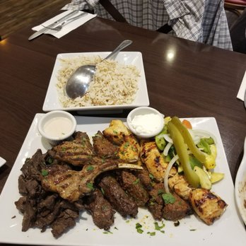 Bayroot - Bayroot mixed grill for two: grilled vegetables, rice, kafta, shish taouk, shish kebab, grilled lamb chops and shawarma. - Lebanese Near Me - Shrewsbury, New Jersey