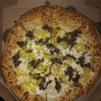 Domino's Pizza - Banana pepper and philly steak pizza with garlic parm sauce - Pizza Near Me - Birmingham, Alabama Domino's Pizza - Banana pepper and philly steak pizza with garlic parm sauce - Pizza Near Me - Birmingham, Alabama