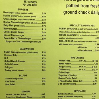 Dixie Castle Airways - the menu for dixie castle - Fast Food Near Me - Jackson, Tennessee