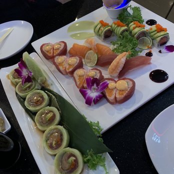 Chin-Chin Cafe - Left to Right: - Naruto roll - VA Lover Roll - Nigiri - Triple Hook Toll - Yellowtail Sashimi - Chinese Near Me - Ashburn, Virginia Chin-Chin Cafe - Left to Right: - Naruto roll - VA Lover Roll - Nigiri - Triple Hook Toll - Yellowtail Sashimi - Chinese Near Me - Ashburn, Virginia