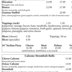 Gianna’s NY Pizza - Menu