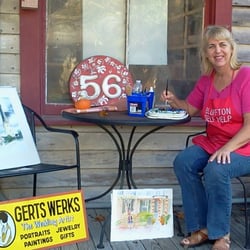The Store - Local Artist Gertrude Palmer, Thursdays noon to 2:00 paints from the porch.